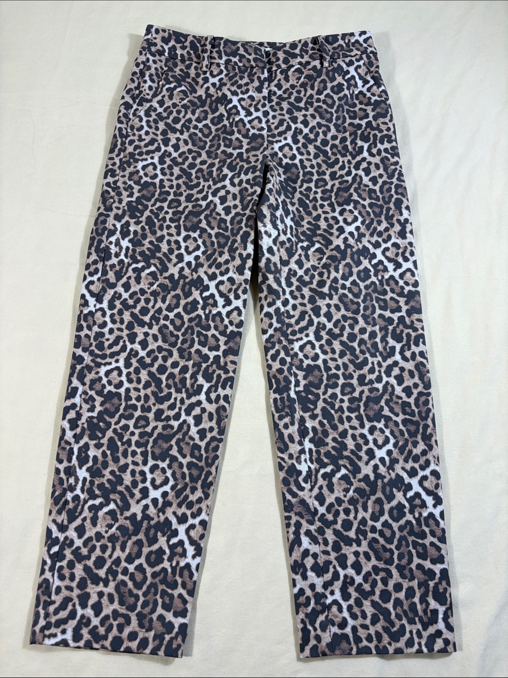 LOFT 0P Leopard Print Riviera Slim Pants Womens Mid Rise Petite Trousers NWT